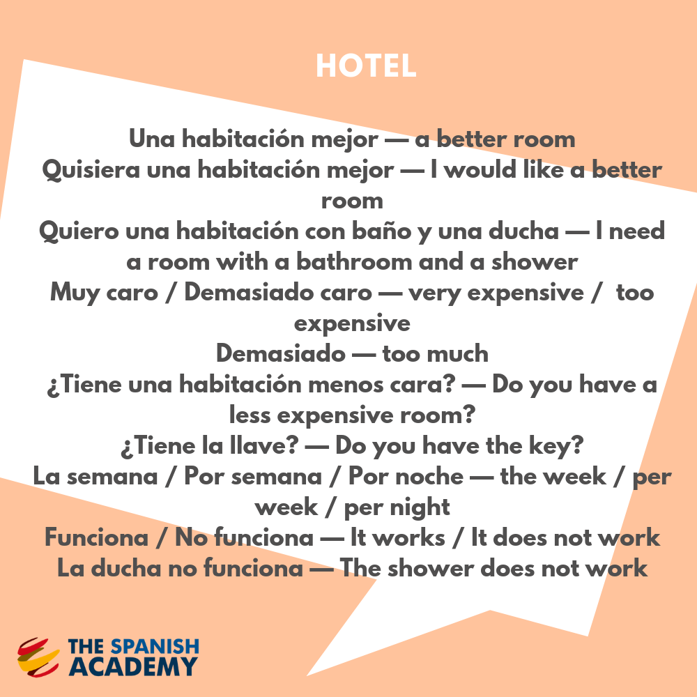 Asking about hotel in Spanish