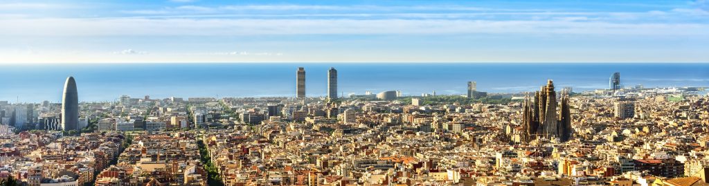 A romantic view of the skyline of Barcelona